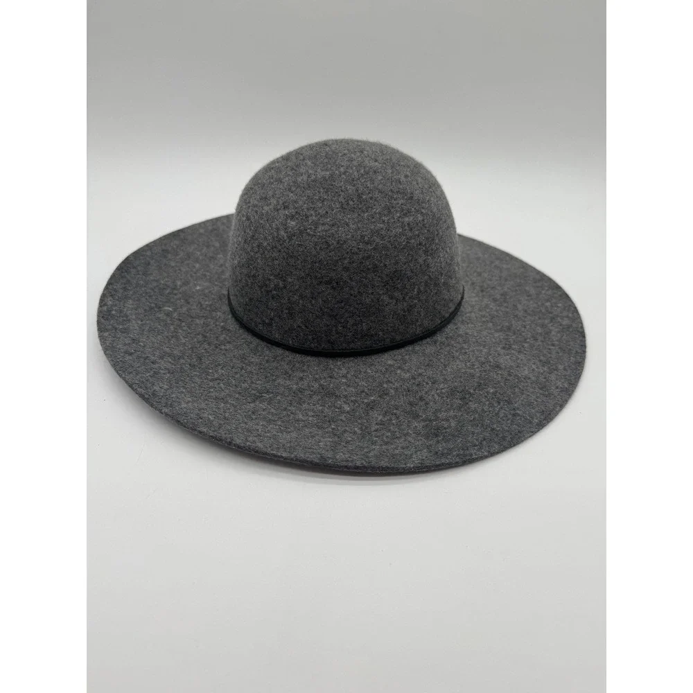 Heather Grey 100% Wool Wide Brim Floppy Hat Boho Felt Fedora MD/LG